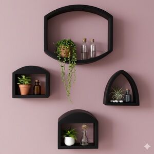 4 piece black contemporary shelving unit